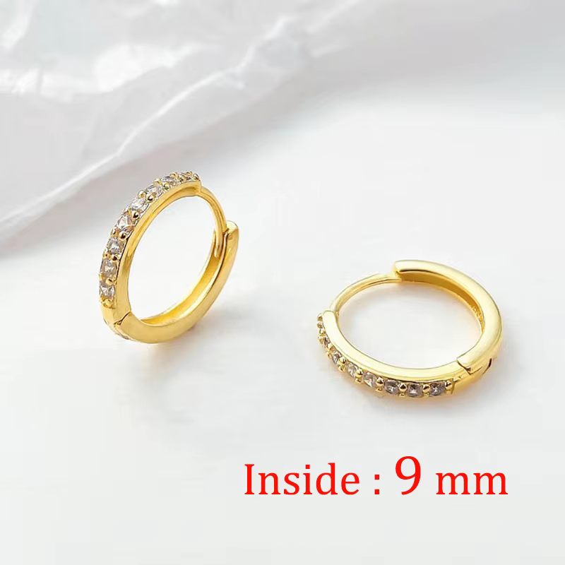 2PCS Stainless Steel Minimal Crystal Zirconia Hoop Earrings Gold Silver Color Small Huggie Cartilage Earring Piercing - view 5
