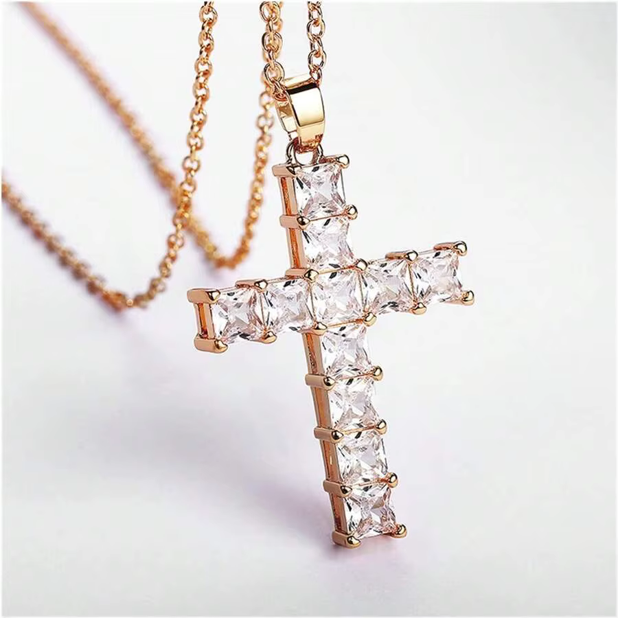 New Fashion Necklaces Female Pendants Gold Multi Color Crystal Jesus Cross Pendant For Women Necklace Party Leisure - view 3