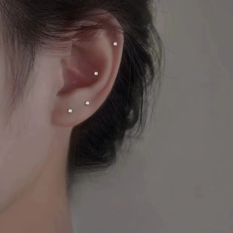 Trendy Mini Rhinestones Stud Earrings for Women Girls Daily Jewelry Cute Round Geometry Small Earrings Accessories - view 4