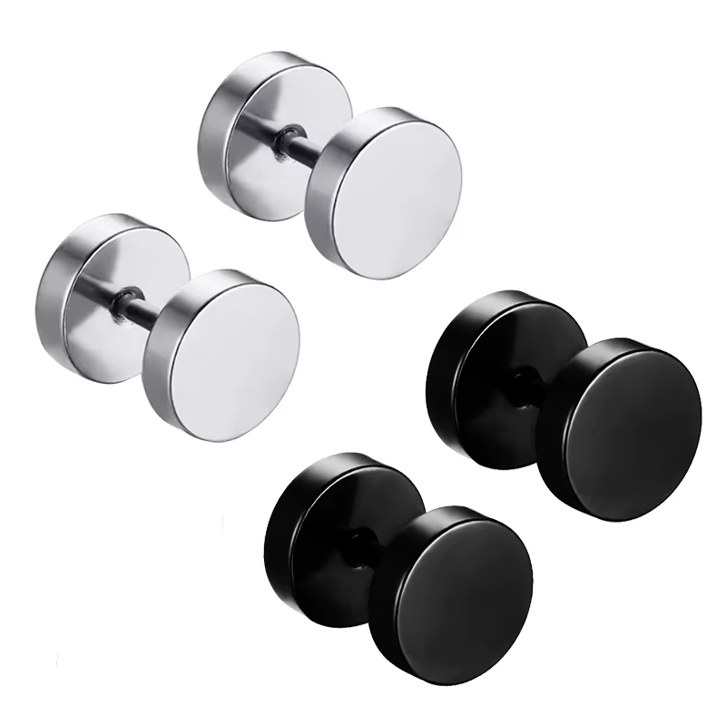1Pair Stainless Steel Round Circle Stud Earrings For Men Women Not Fad - stud earrings diamond at ShoplyHub
