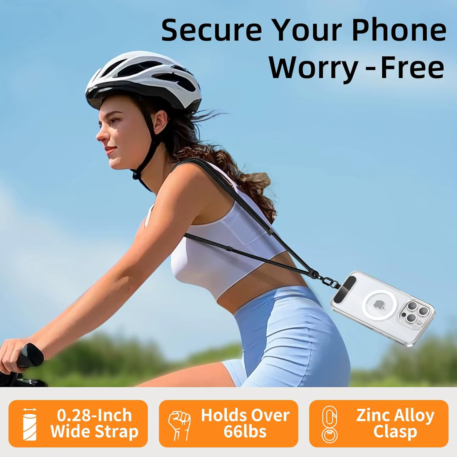 Universal Adjustable Phone Lanyard Crossbody Necklace Strap Phone Case Long Hanging Rope with Clip Anti-Lost Durable - view 6