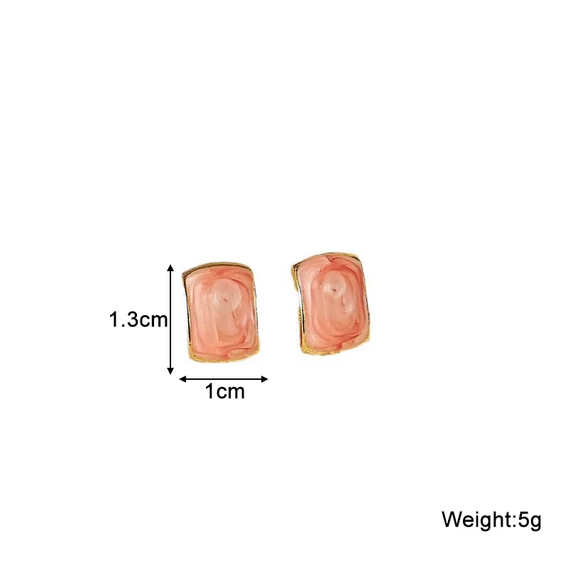 Trend Chic Enamel C-shaped Women's Stud Earrings Red Green Pink Color Small Earrings for Girls Aretes De Mujer In - view 2