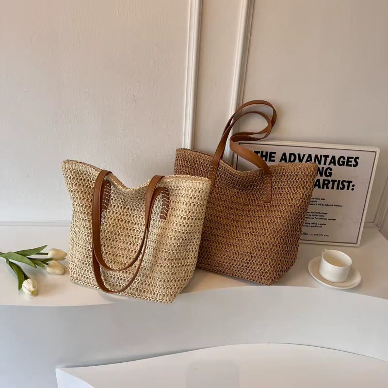 Hand-woven Women's Shoulder Handbag Bohemian Summer Fashion Straw Beach Tote Bag Travel Shopper Weaving Shopping Bags - view 5
