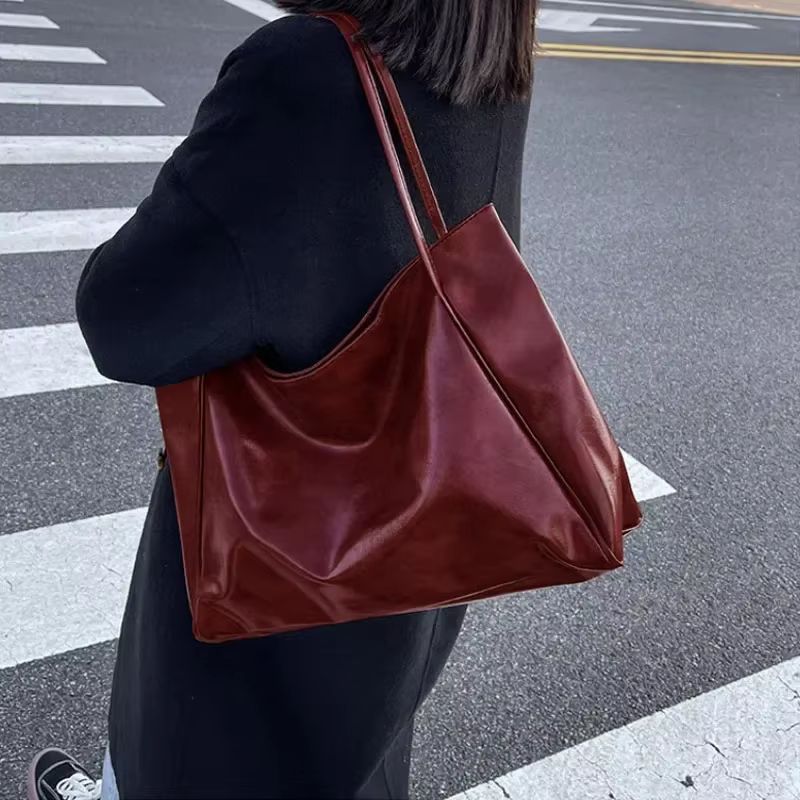 Women Tote Bag Fashion Underarm Pouch Large Capacity Soft Pu Leather Shoulder Bag Retro Crossbody Bag Casual Portable - view 2