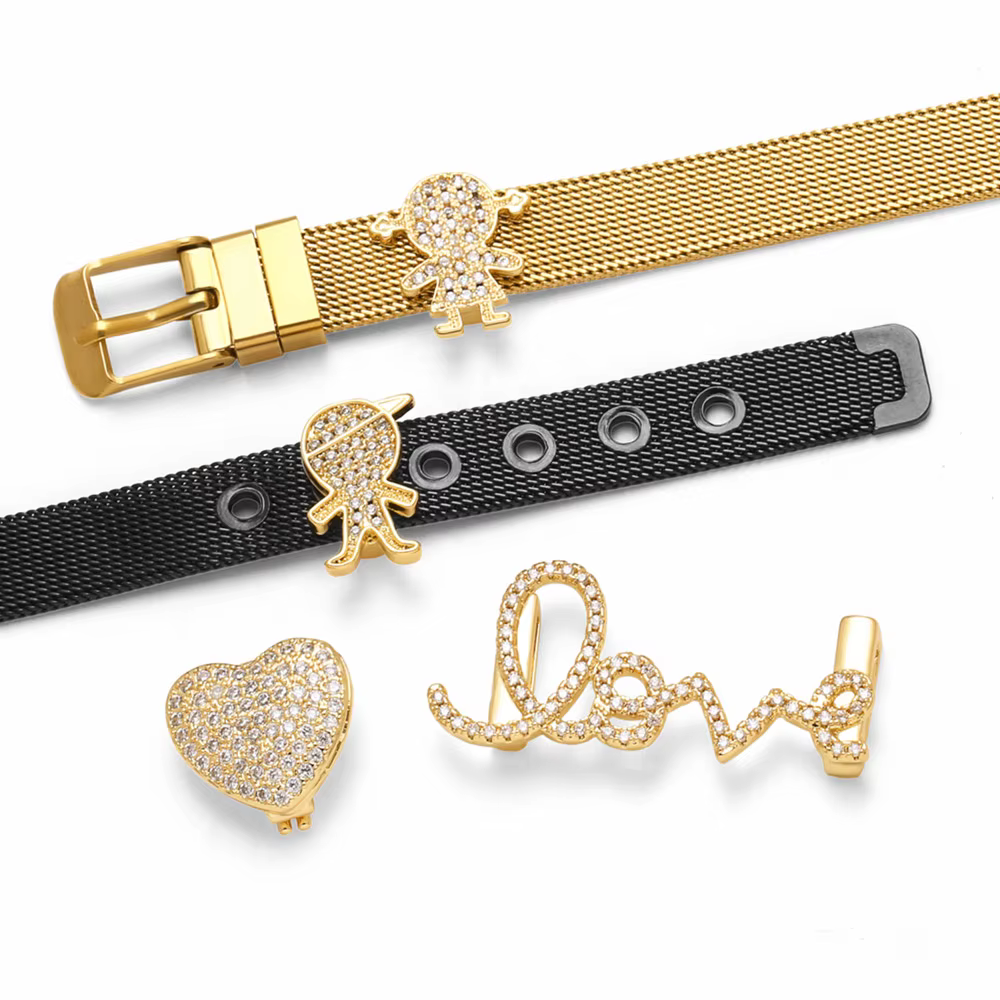 FLOLA CZ Crystal Boy Girl Charms Bracelets for Women Leather Band DIY Bracelets Female Jewelry Gifts BRATA95 - view 2