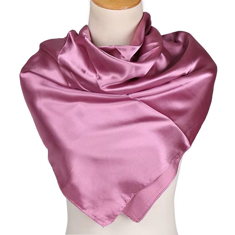 Luxury Brand Silk Scarf Women Satin Solid color Hijab Scarves Muslim Pareo Bandana Female Shawl Wrap Headband Foulard - view 5