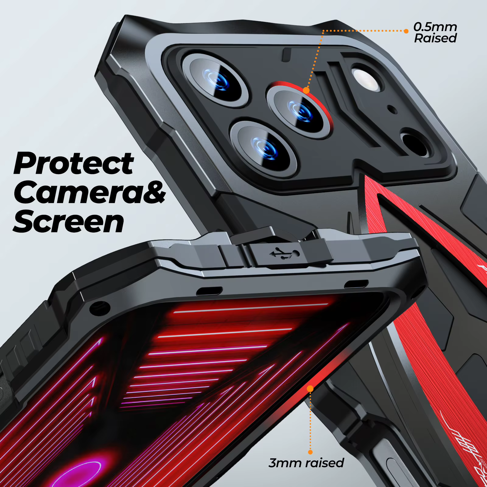 Luxury Heavy-Duty Mixed Armor Phone Case for iPhone 18 Pro Max 17 16 ProMax Aluminum Metal Frame Rugged Shockproof Back - view 4