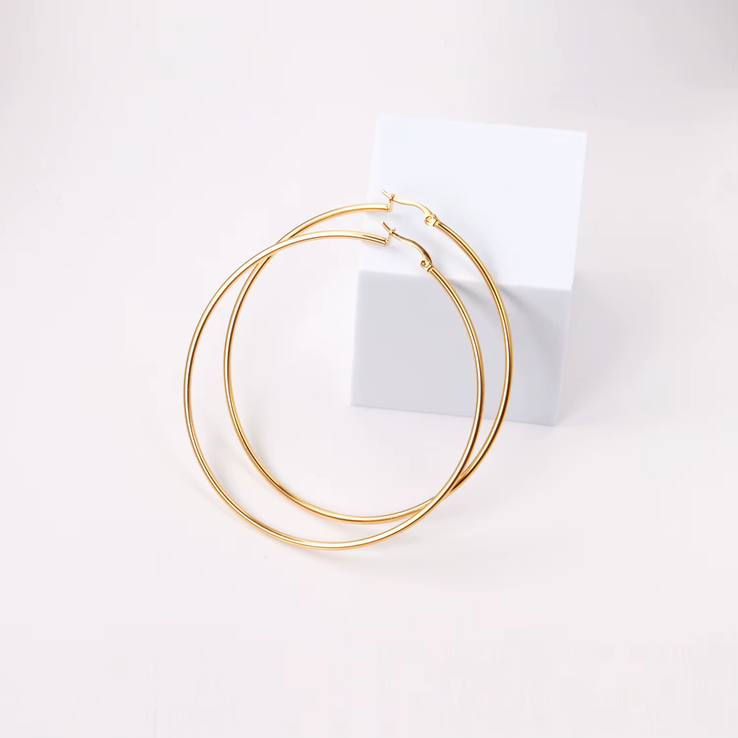 Gold Color Stainless Steel Hoop Earrings For Women Men Big/Small Circle Round Ear Jewelry Bijoux Acier Inoxidable E18110 - view 4