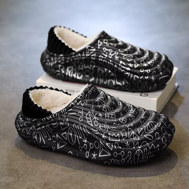Men's Slippers Shoes for Men Unisex Warm Non-Slip Wear-resistant Thick Bottom Waterproof Add Cotton Heel Covering - view 2
