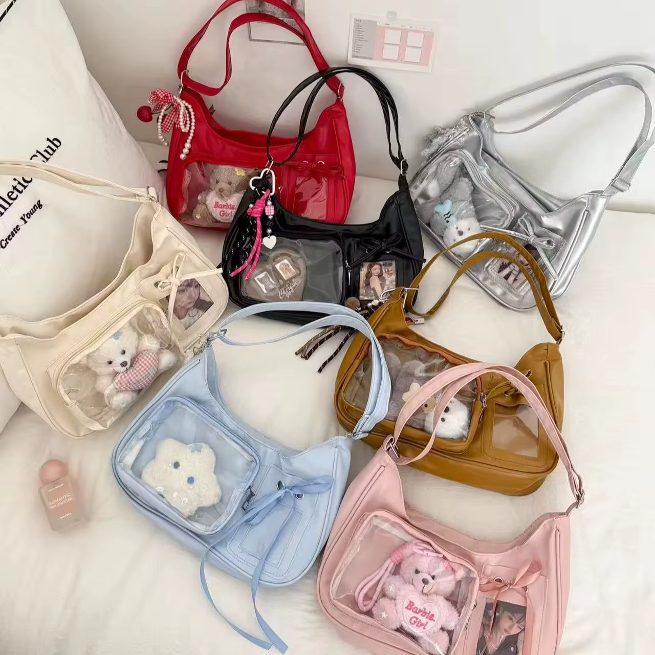 Y2k Harajuku Shoulder Bag Women Korean Transparent Ita Bag School Crossbody Bag Female Japanese Designer Preppy Handbag - view 4