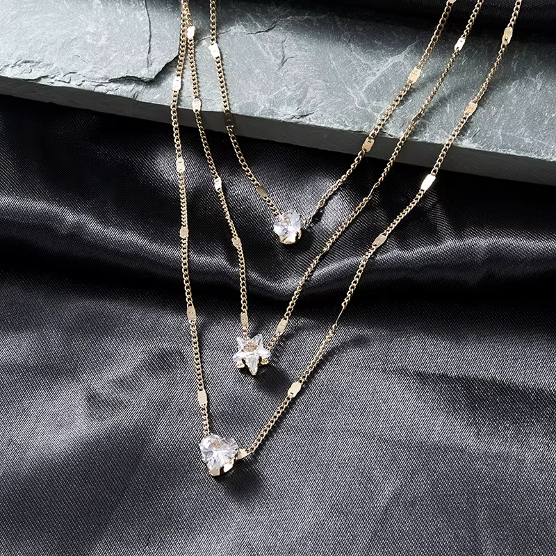 Trendy Zircon Pendant Necklace For Women Multilayer Chain Choker Fashion Female Party Shiny Jewelry Gift - view 4