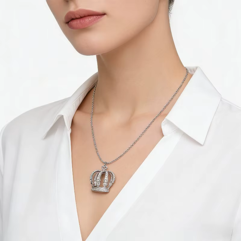 Elegant Crown Pendant Necklace Large Clavicle Chain Sweater Chain Fashion Jewelry Accessory Multiple Colors for Women - view 2