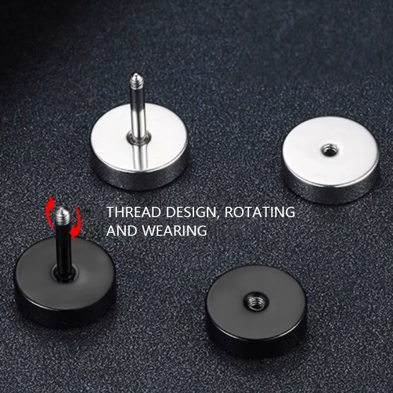 1Pair Stainless Steel Round Circle Stud Earrings For Men Women Not Fade Ear Rings Jewelry - view 6