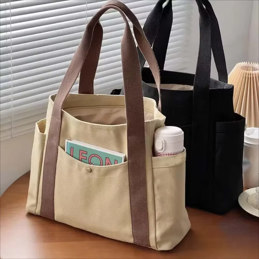 Large Capacity Canvas Tote Bags for Work Commuting Carrying Bag College Style Student Outfit Book Shoulder Bag Bolsos - view 6