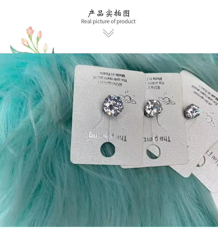 A pair Unisex Strong Magnet Magnetic Earrings Ear Clip Cuff Non Piercing Without Holes Earcuff Crystal Studs for Men - view 6
