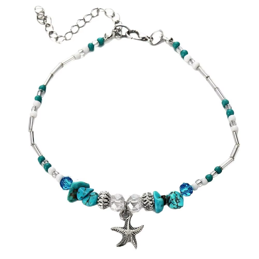 Beach Bead Anklet for Women Jewelry Retro Fashion Beads Stone Pendant Ankle Chain - view 5