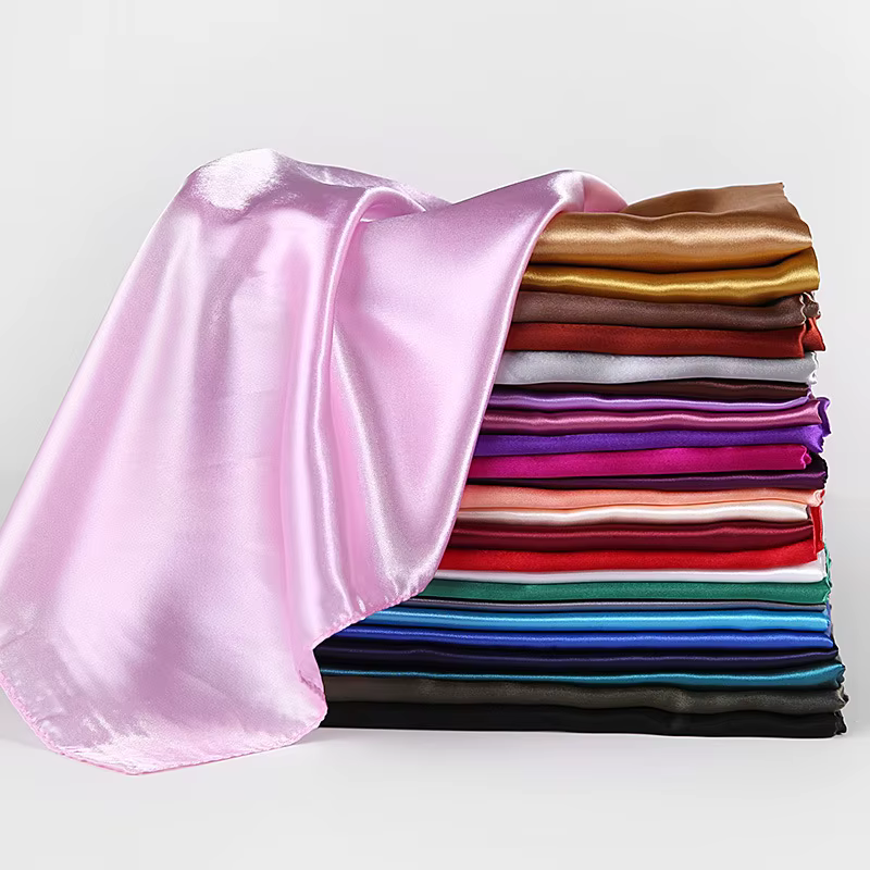Luxury Brand Silk Scarf Women Satin Solid color Hijab Scarves Muslim Pareo Bandana Female Shawl Wrap Headband Foulard - view 4