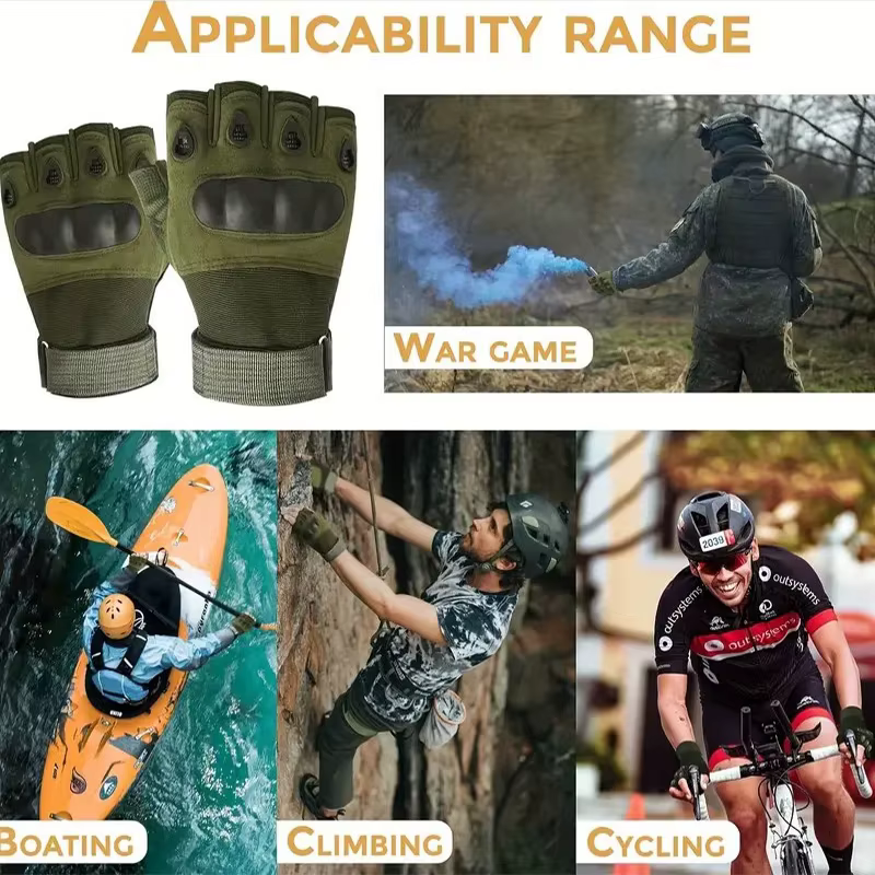 1Pair Tactical Fingerless Gloves for Men - Ideal for Outdoor Sports, Shooting, Hunting, Airsoft, and Cycling - view 5