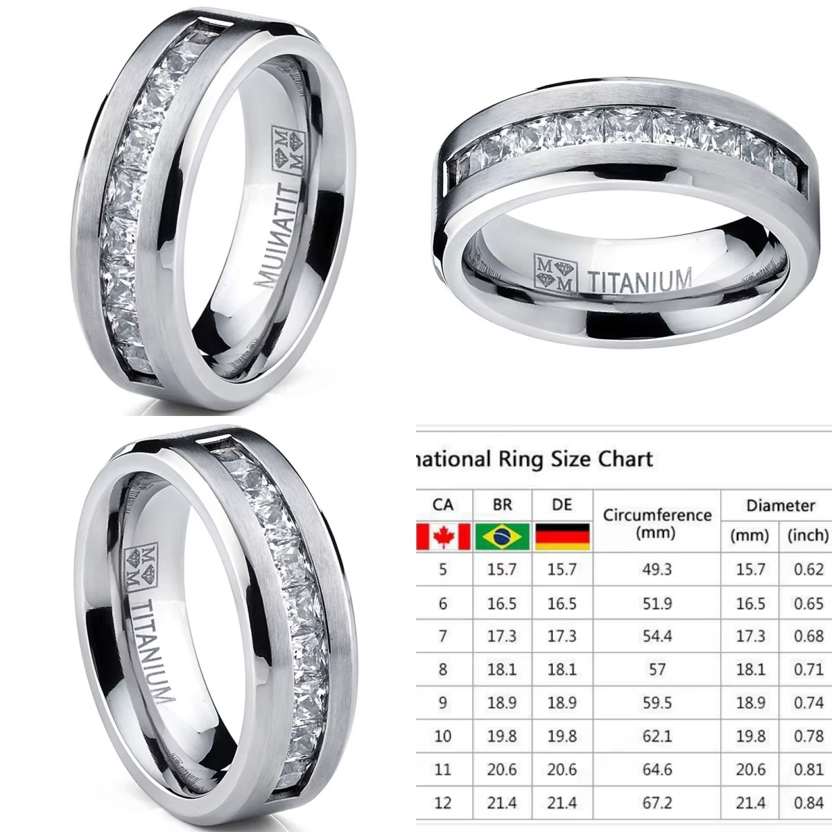 Hot Selling Silver Plated Stainless Steel Rings For Men Square Cubic Zircon Ring Jewelry Accessories Size 7-13 - view 4