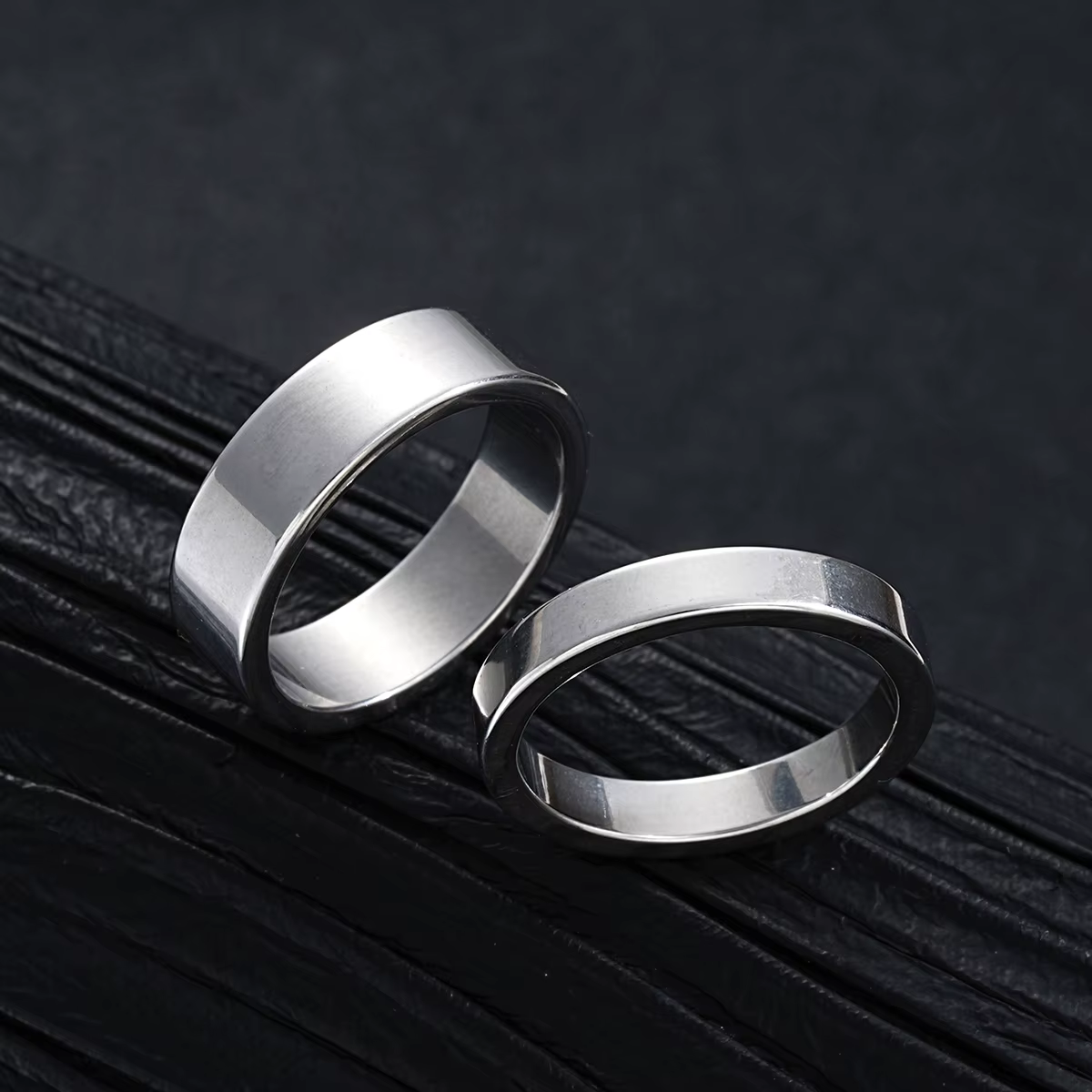 Simple Stainless Steel Silver Color Jewelry Sets for Men Unisex Punk Vintage Smooth Ring Necklace Bracelet Set Gifts - view 4