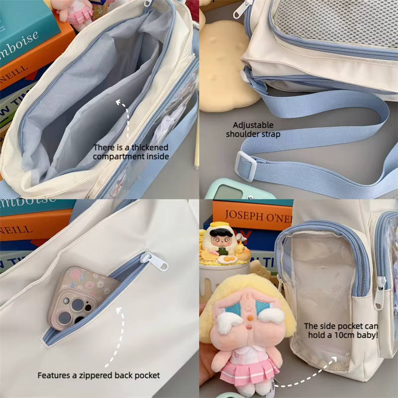 Trendy Transparent Crossbody Bag for Girls Large Capacity Shoulder Bags Fashionable School Style Texture and Versatile - view 6