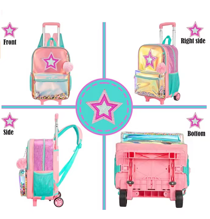 School Wheeled backpack Bag School bag with wheels Trolley Satchel bag Kids School Rolling backpack for girls School - view 3