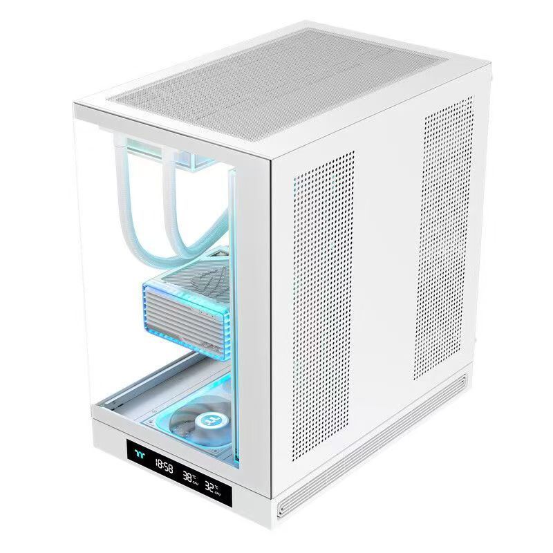 Thermaltake Steel Shadow ES Panoramic Tempered Glass PC Case ATX/MicroATX/ITX Mid Tower Digital Temp Display ARGB Strip,