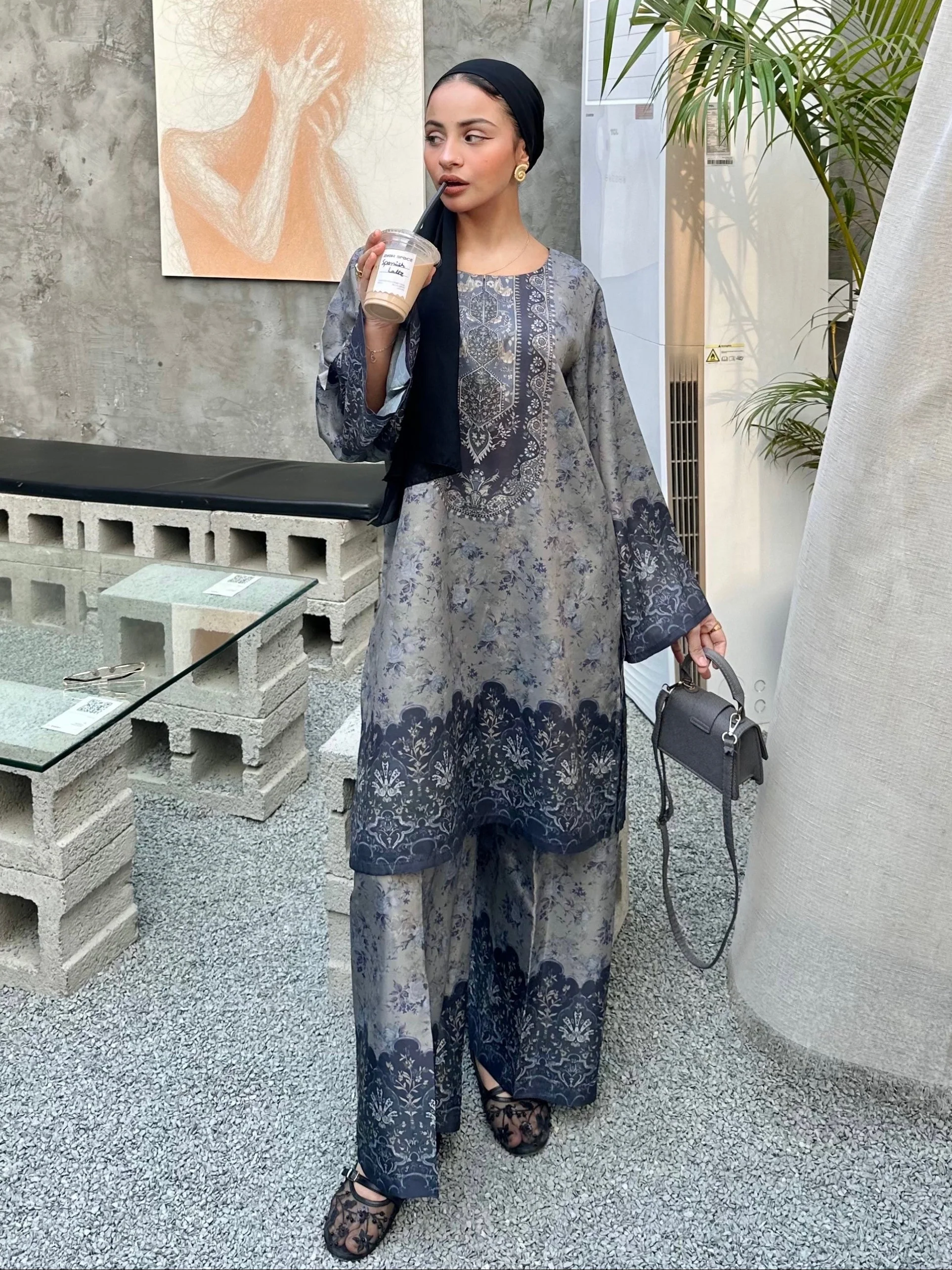 viscose raw silk Co Ord Sets in Steel blue