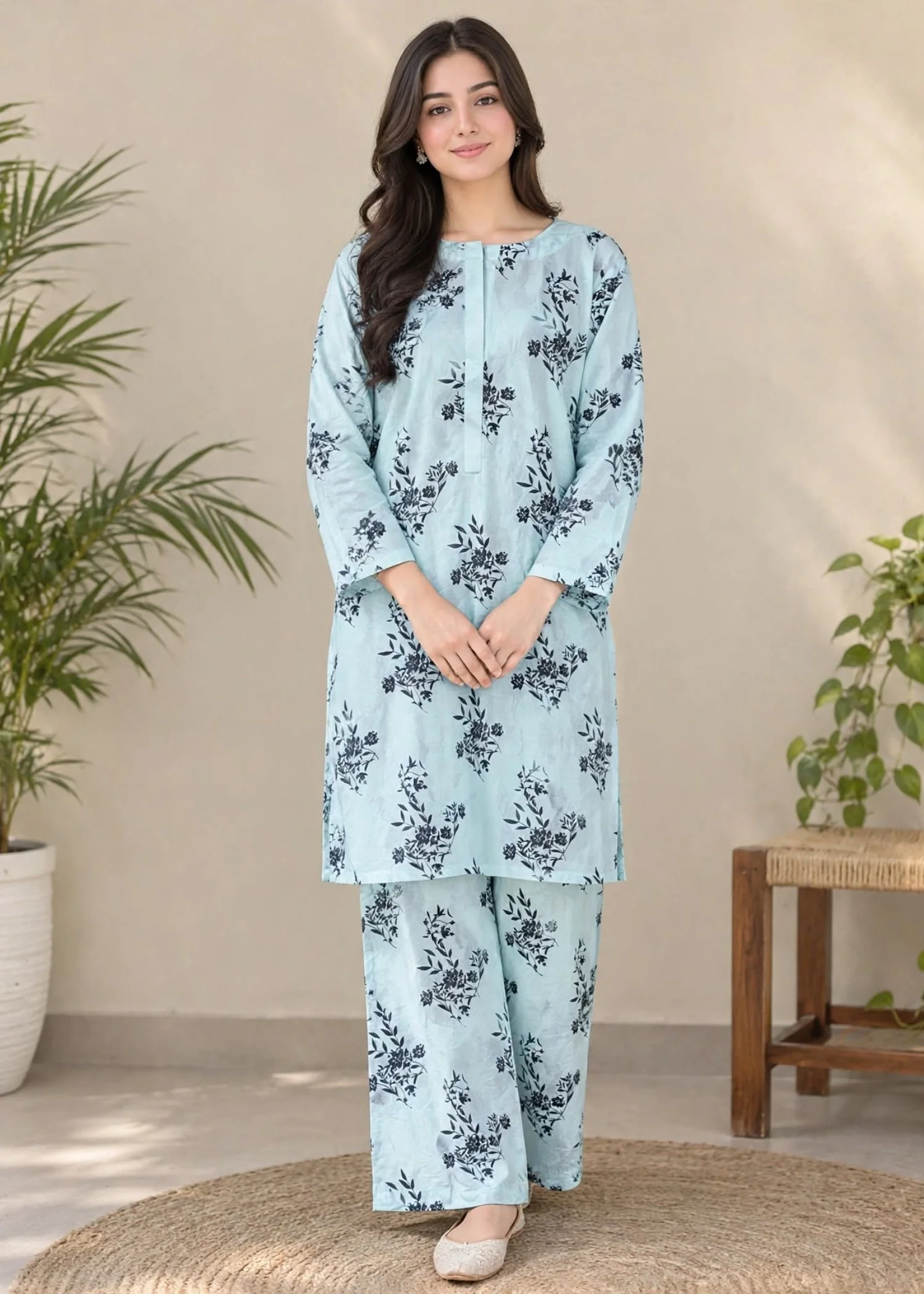 linen Co Ord Sets in Ice blue