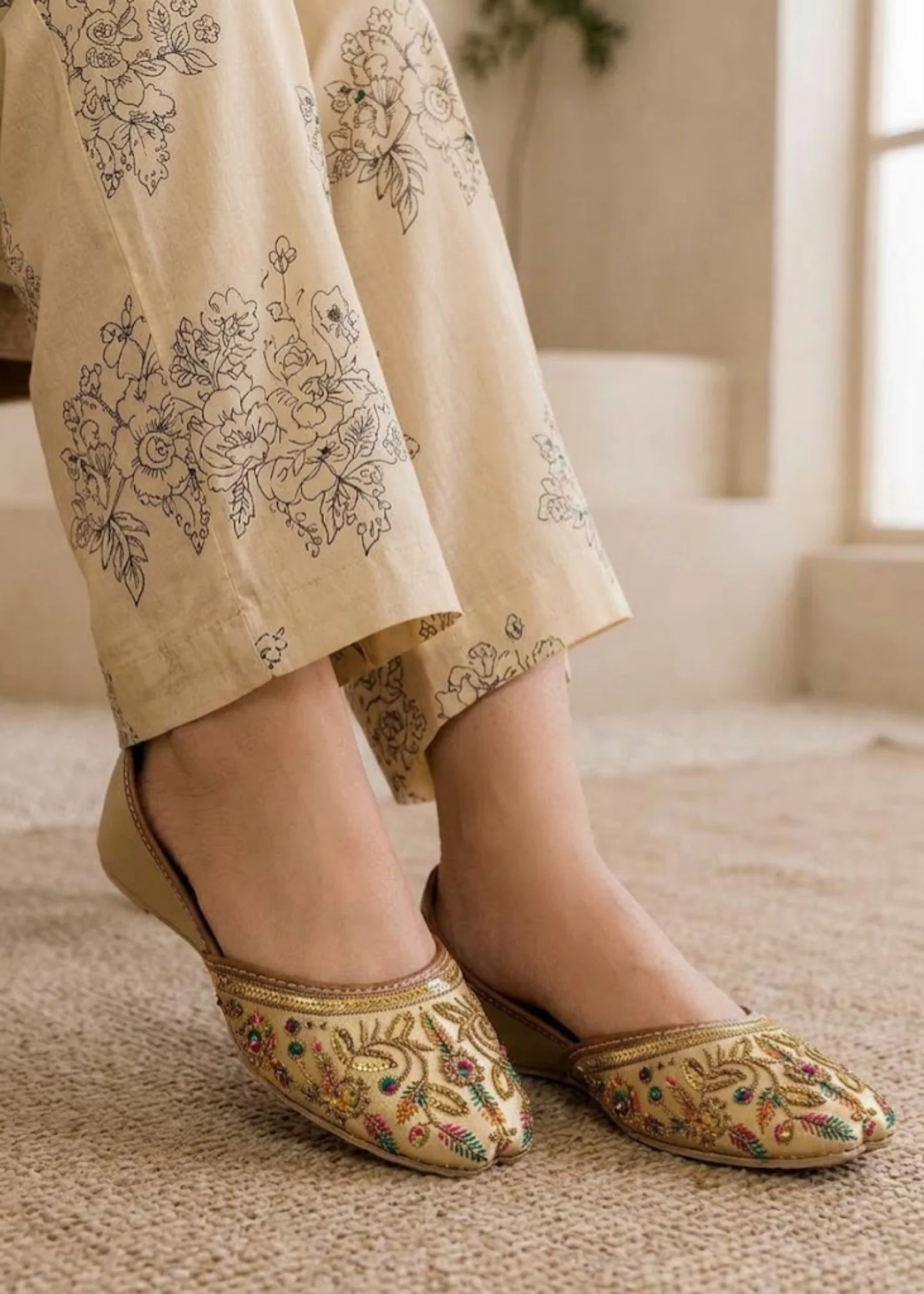 Khussa in Goldenrod by - High Quality Women Khussa AOF4234