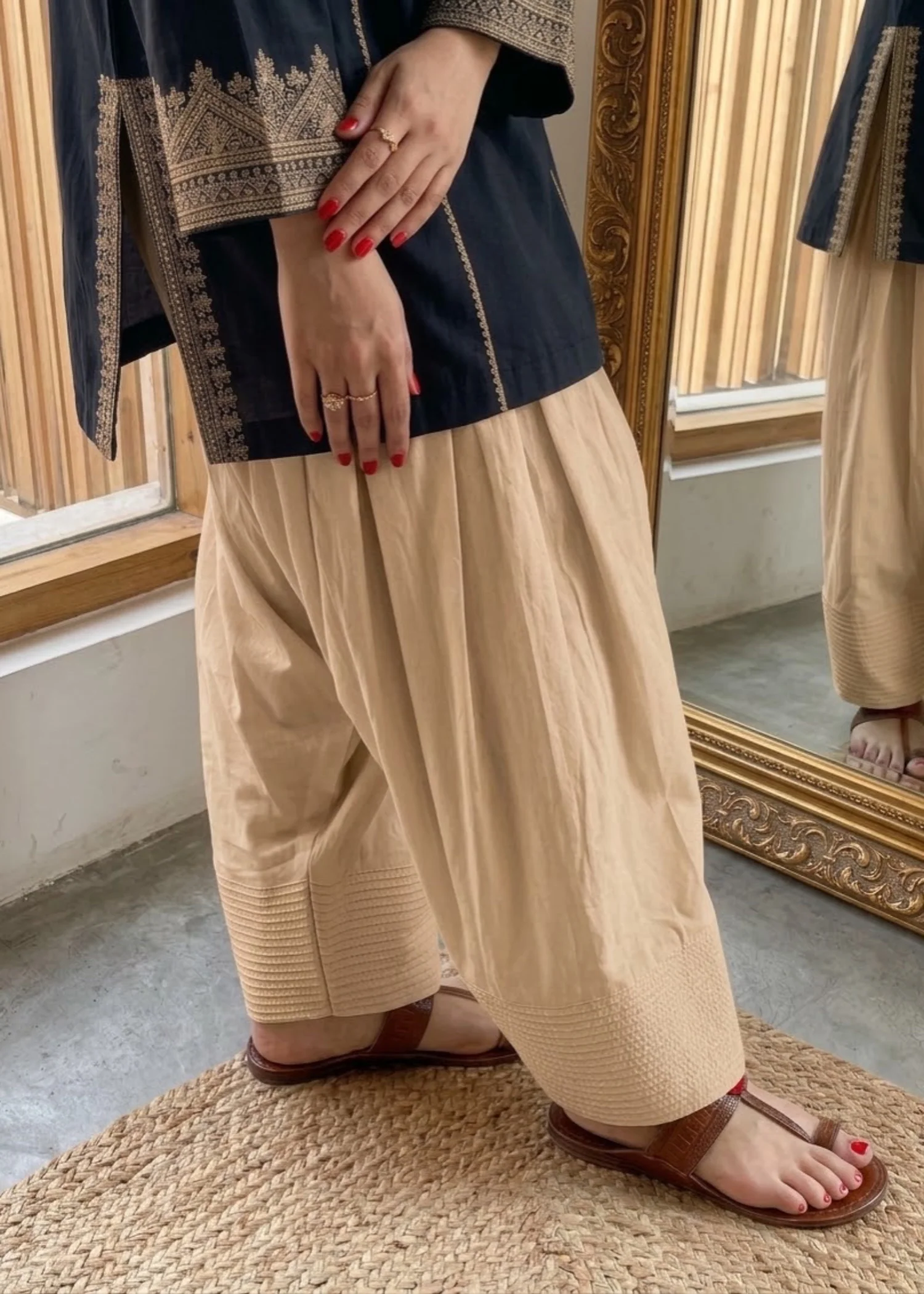 polycotton Shalwar in Beige
