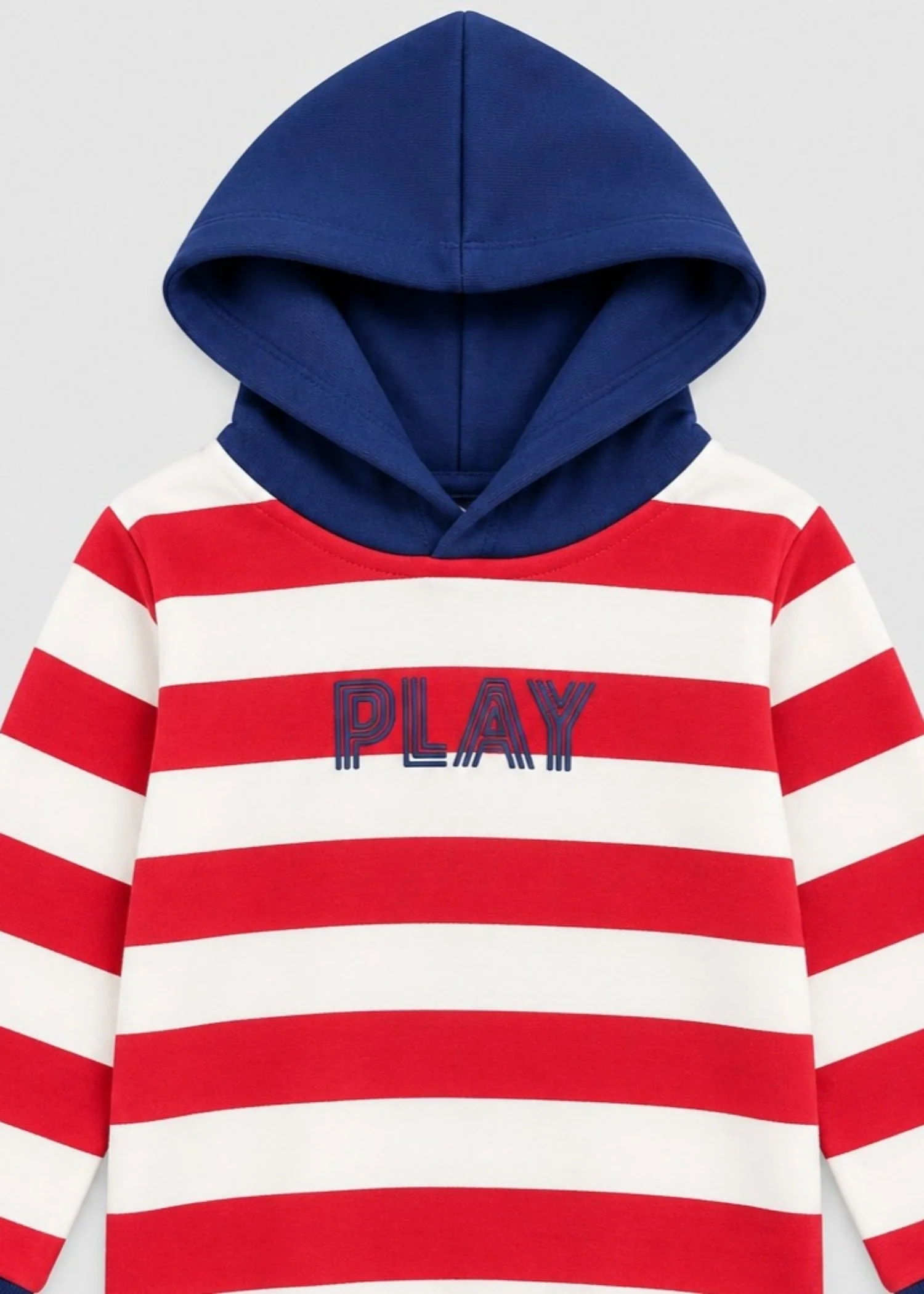 fleece Hoodie in Red, white