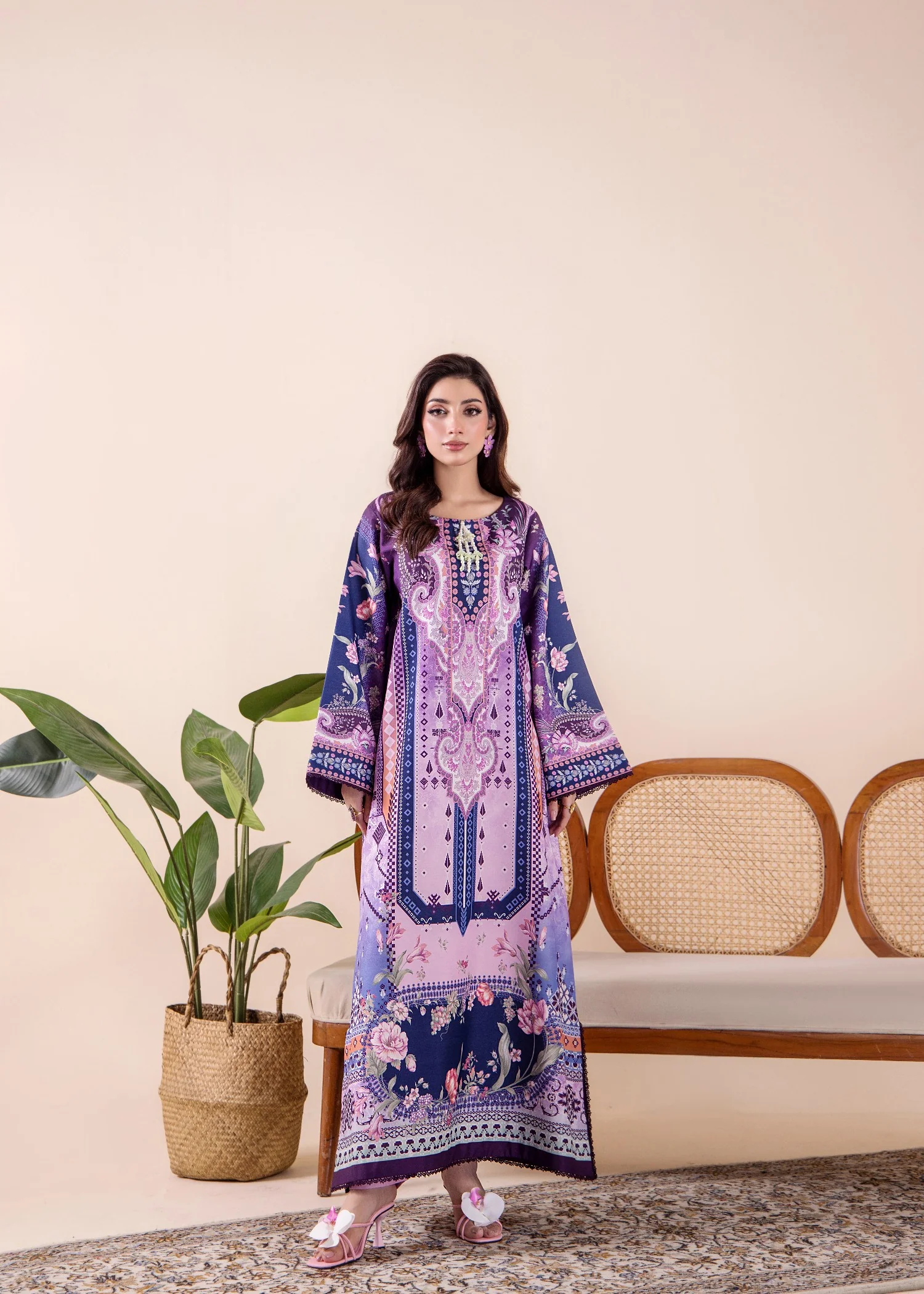 cotton Kaftan in Purple heart