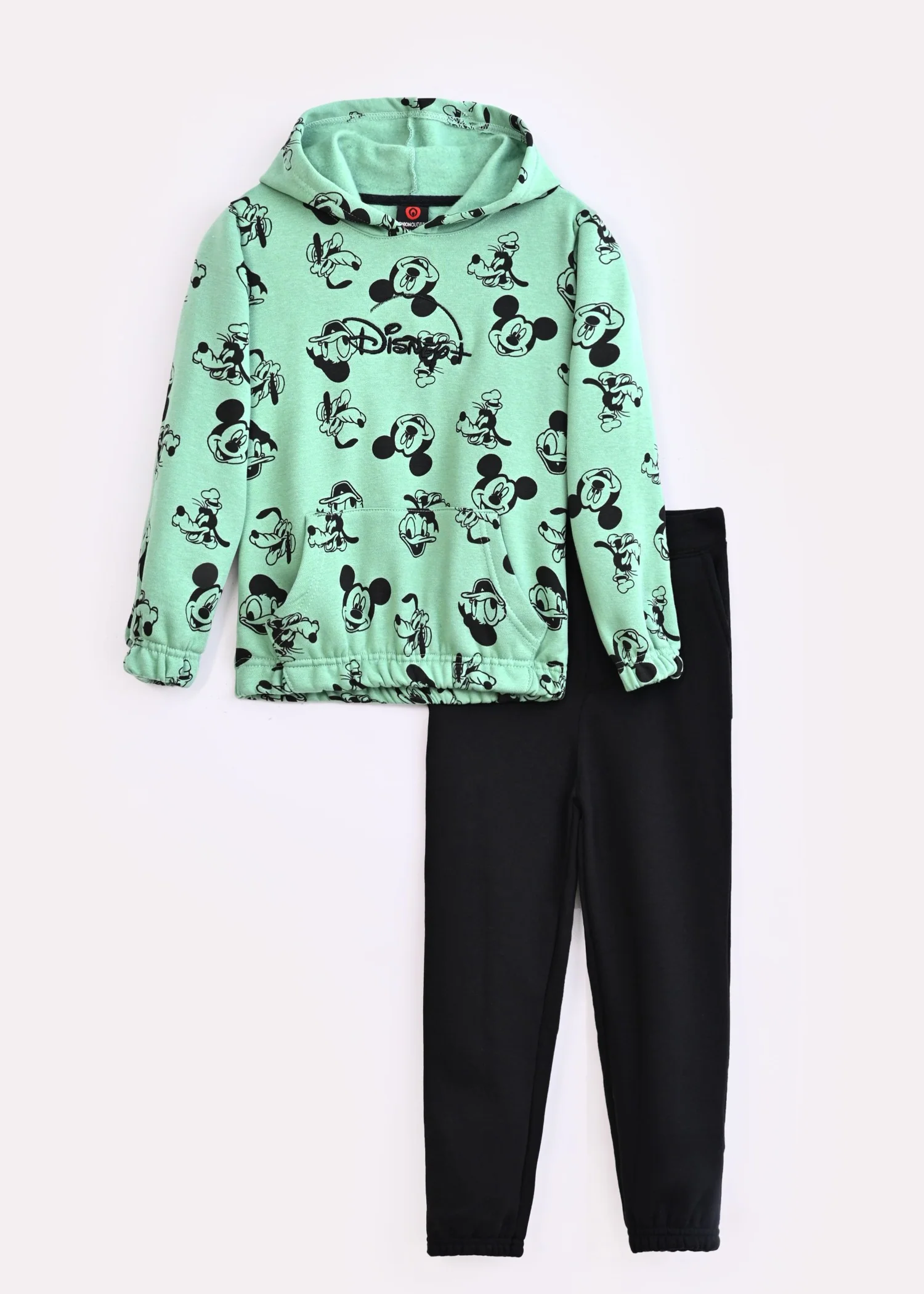 fleece Hoodie in Black, green