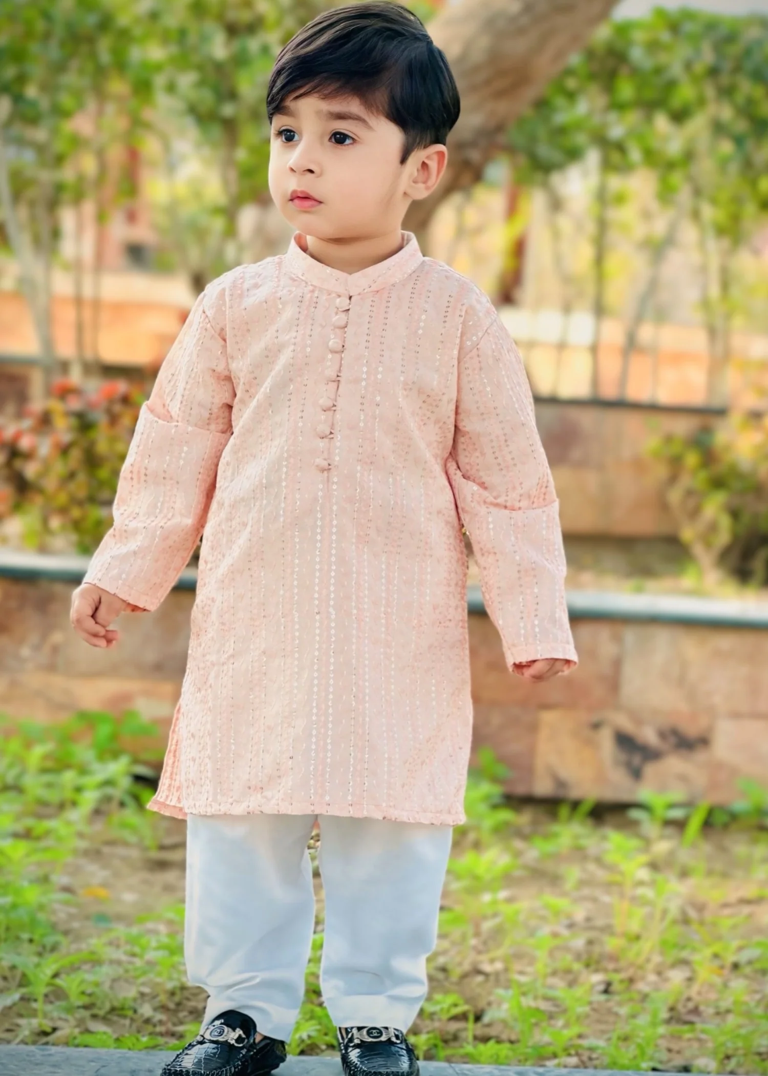 masuri Kurta in Peach pink