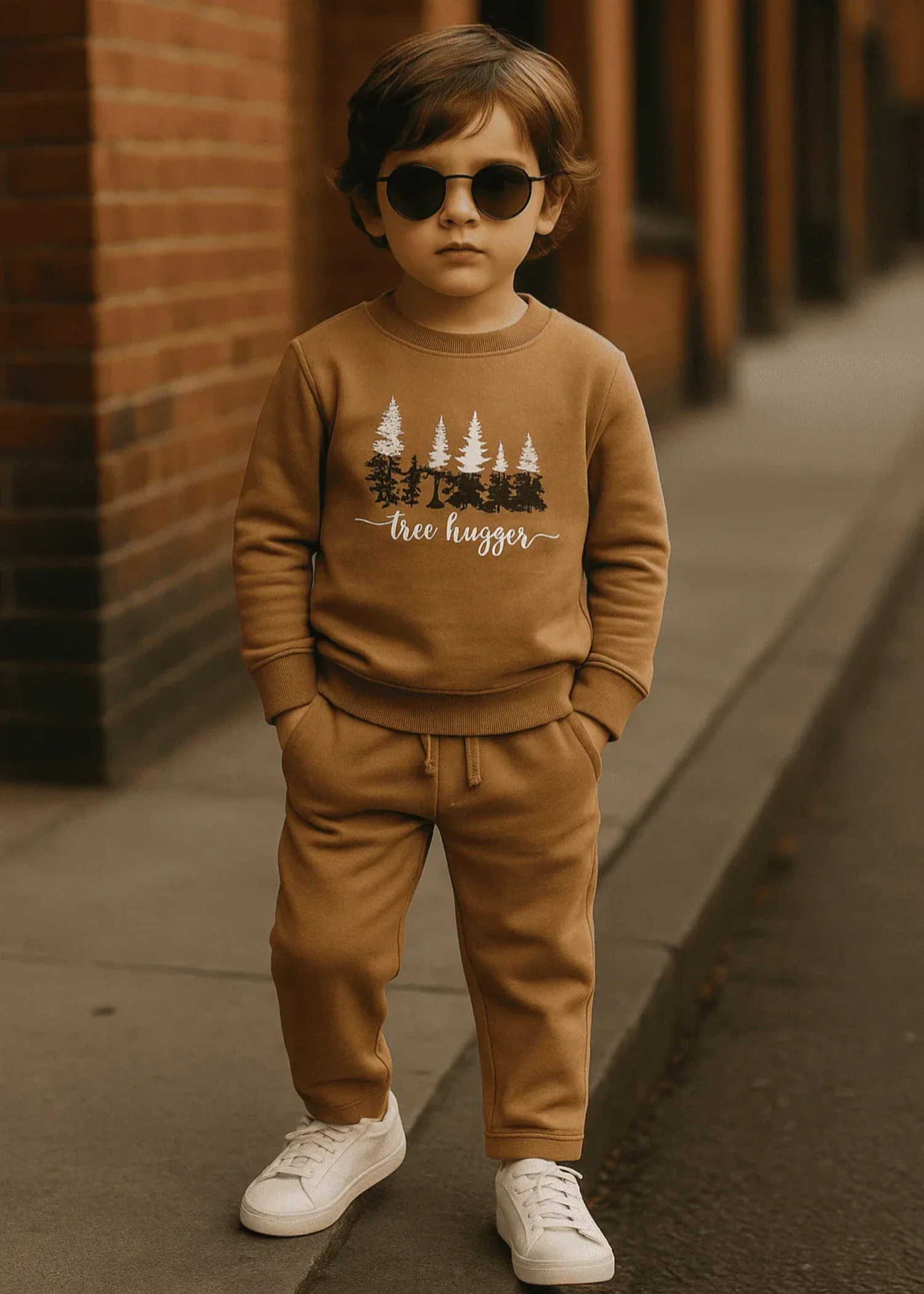fleece Tracksuit in Camel brown