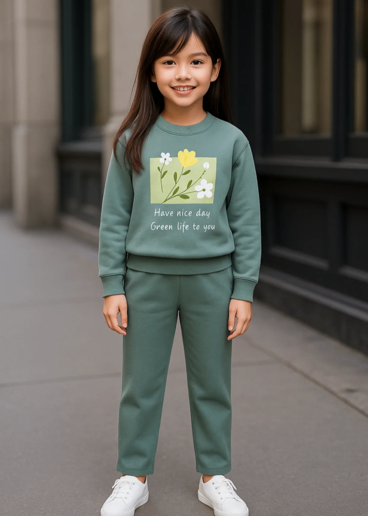 fleece Sweatshirt in Green