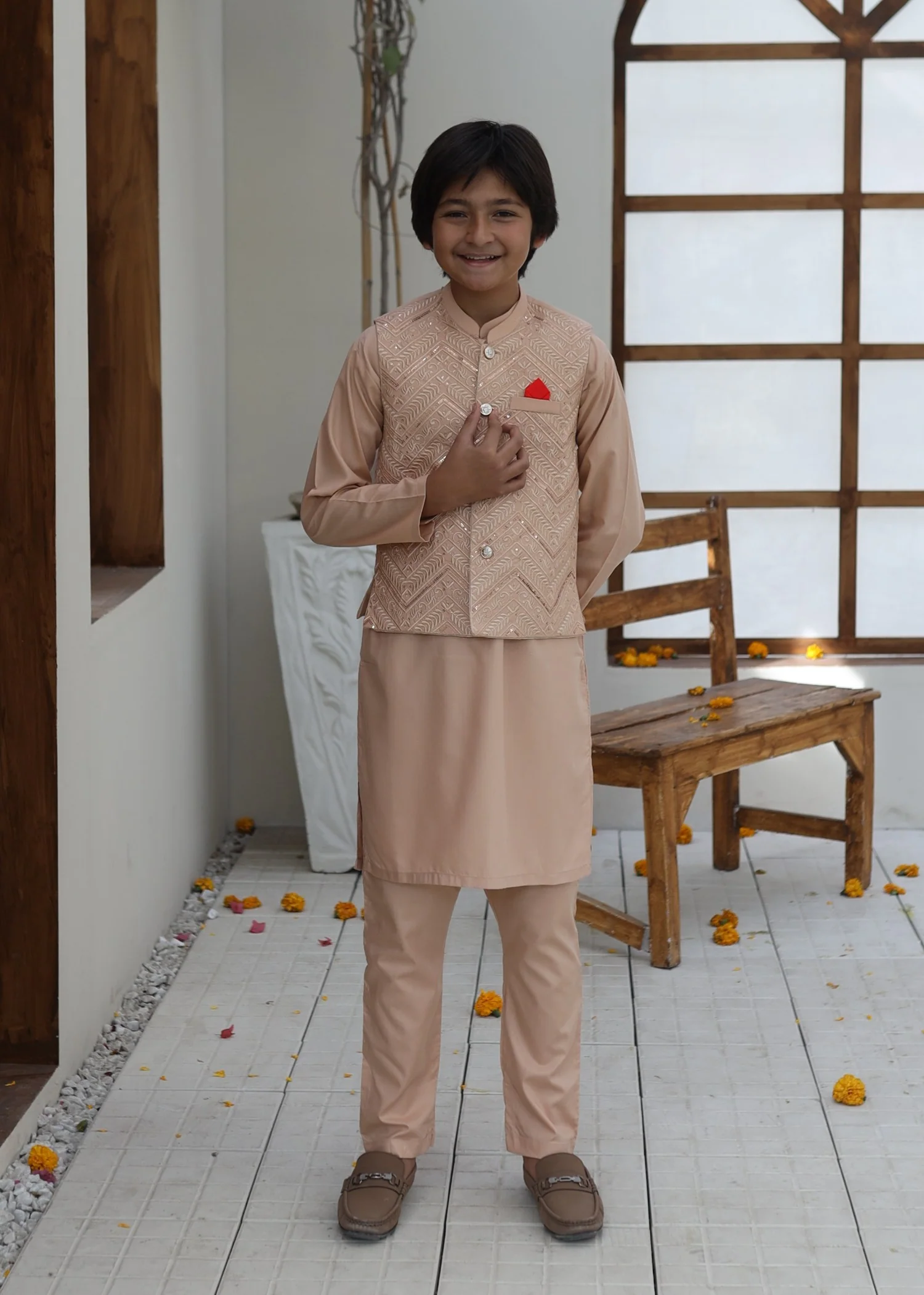 suiting Waistcoat in Apricot orange