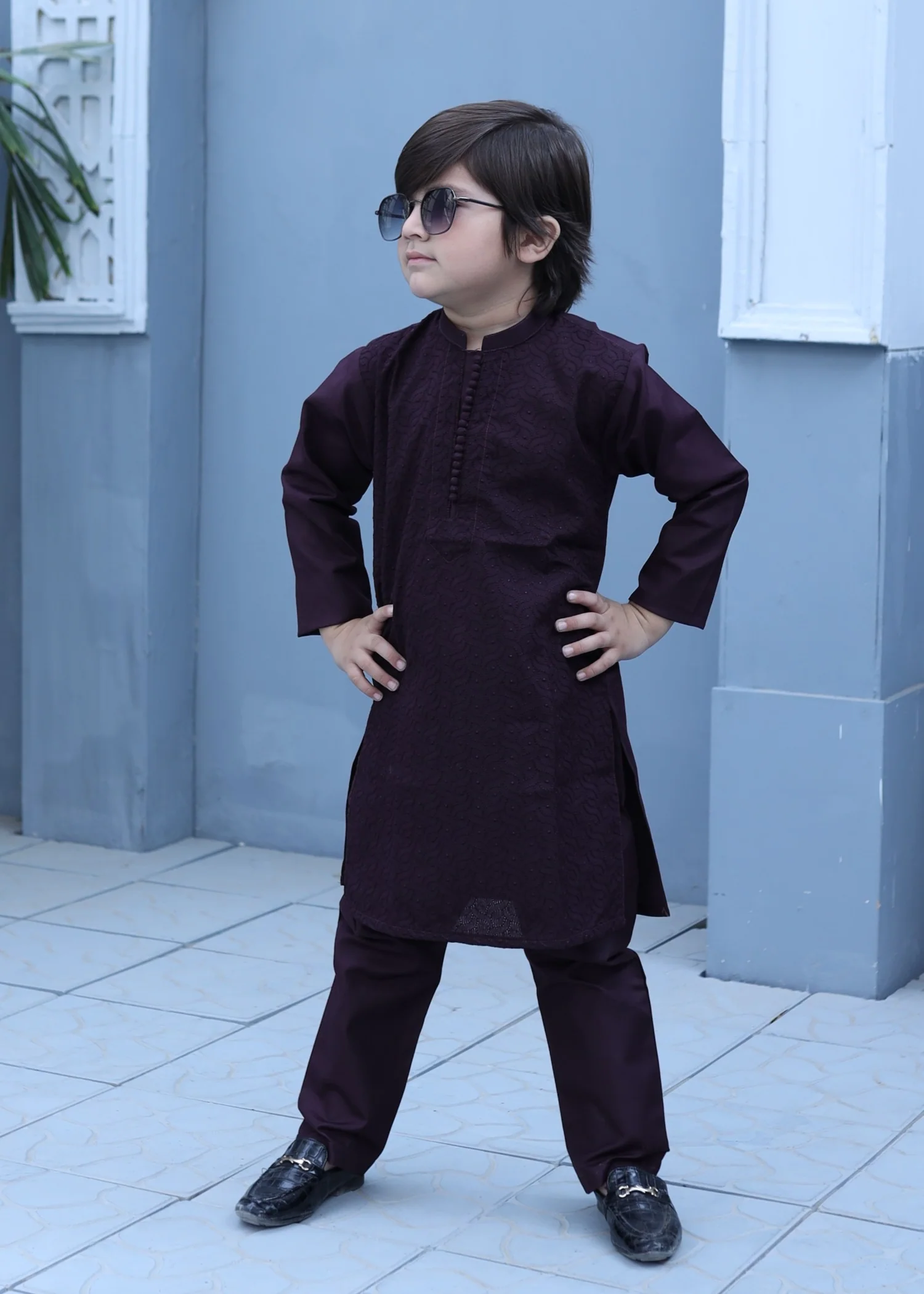 cotton Kurta Set in Dark brown
