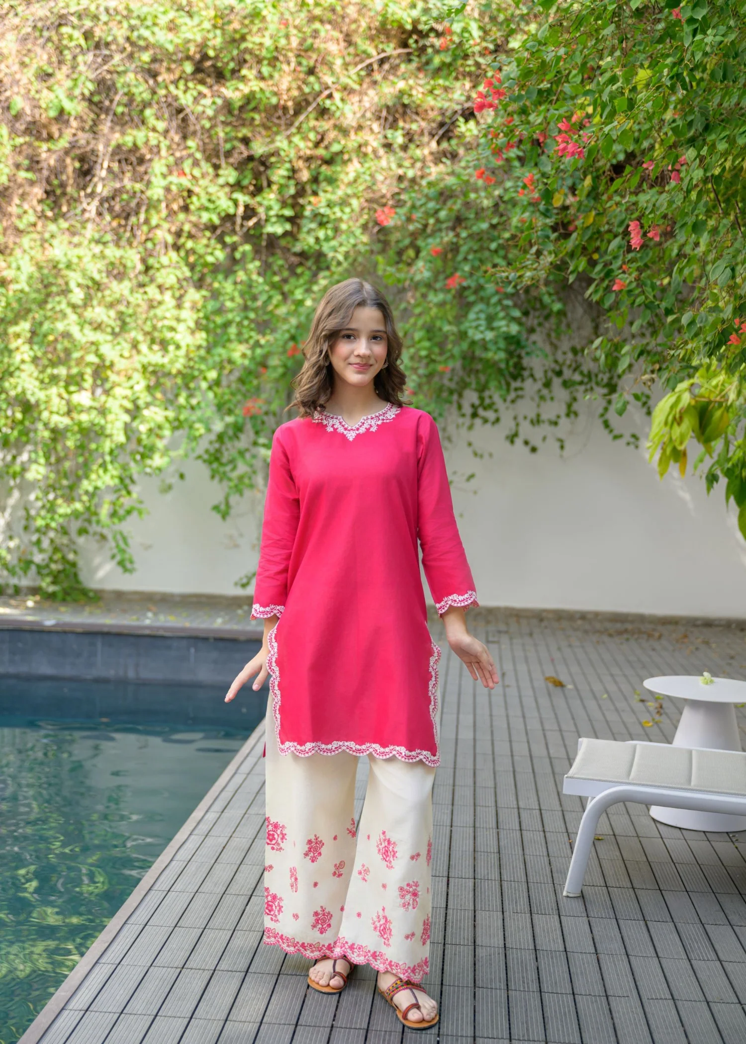 lawn Kurta Set in Pink