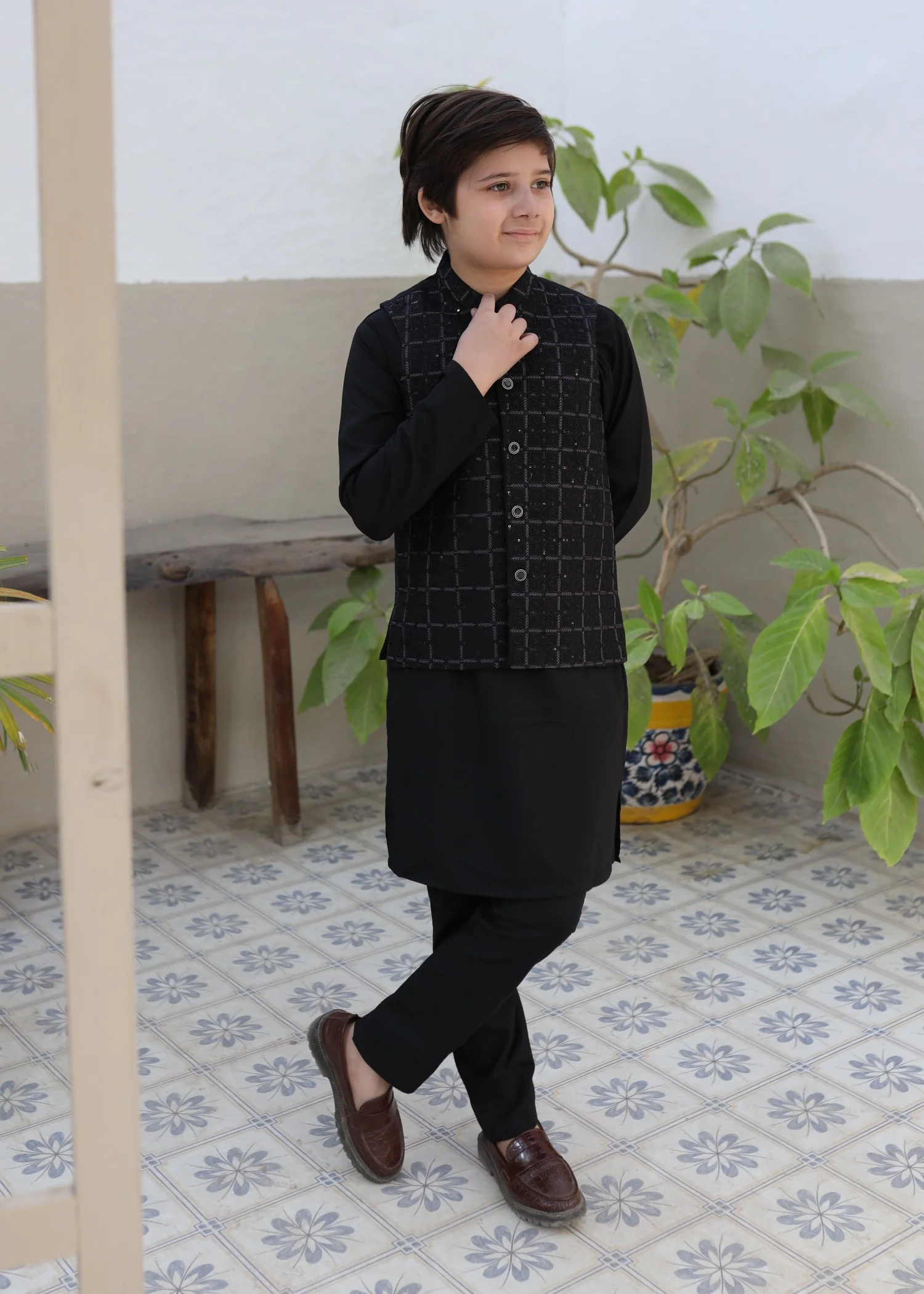 suiting Waistcoat in Charcoal black