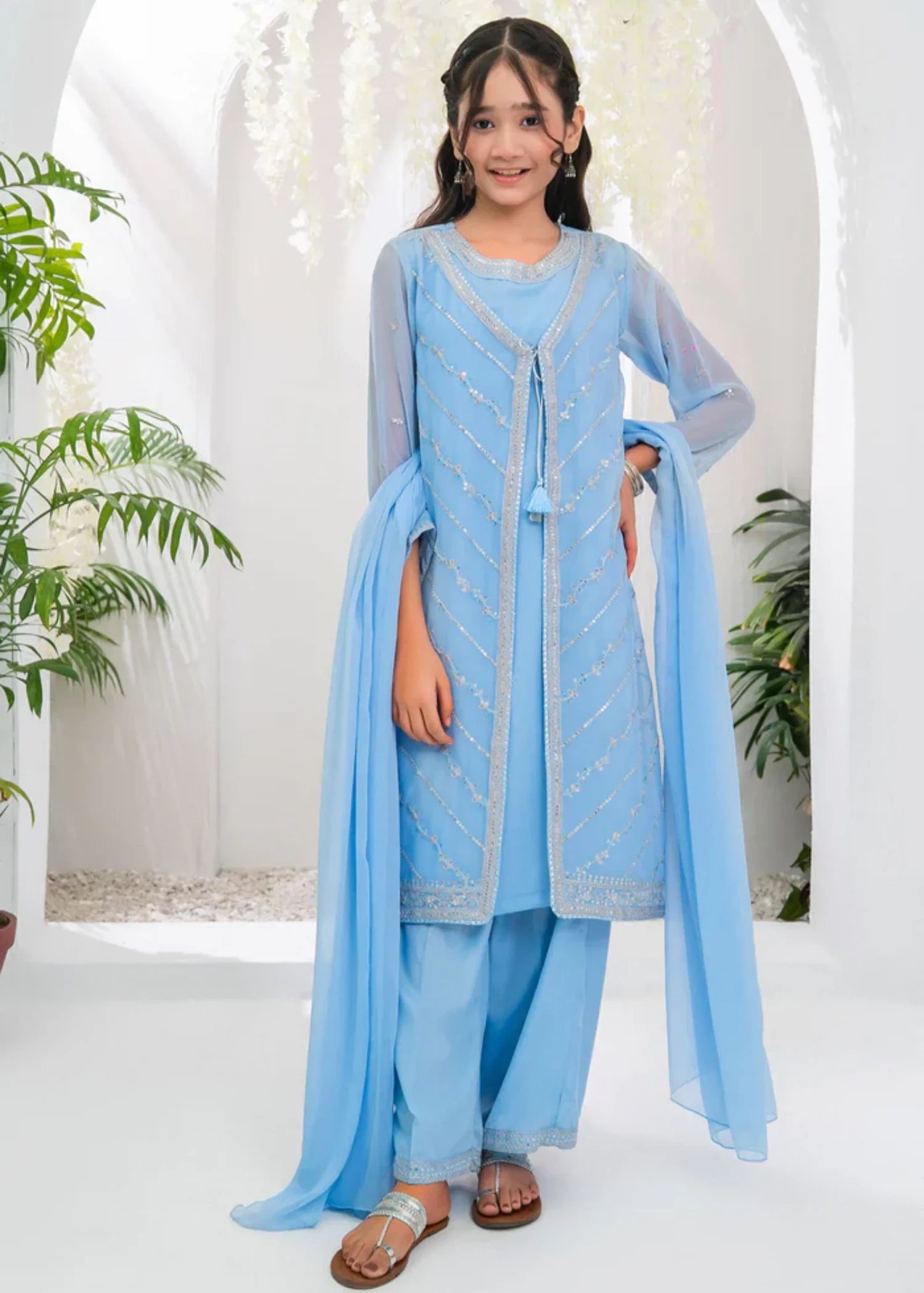 chiffon Gown in Sky blue
