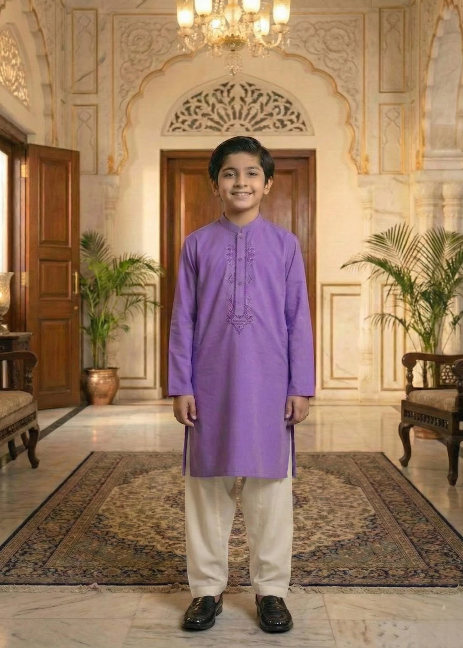wash & wear Kurta Set in Purple