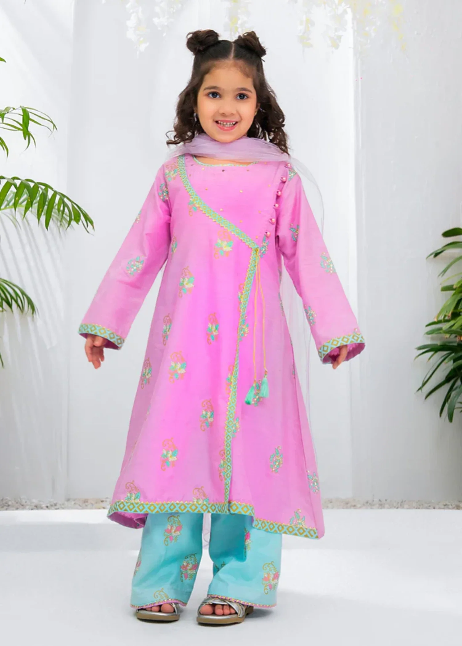 cotton silk Angrakha in Pink