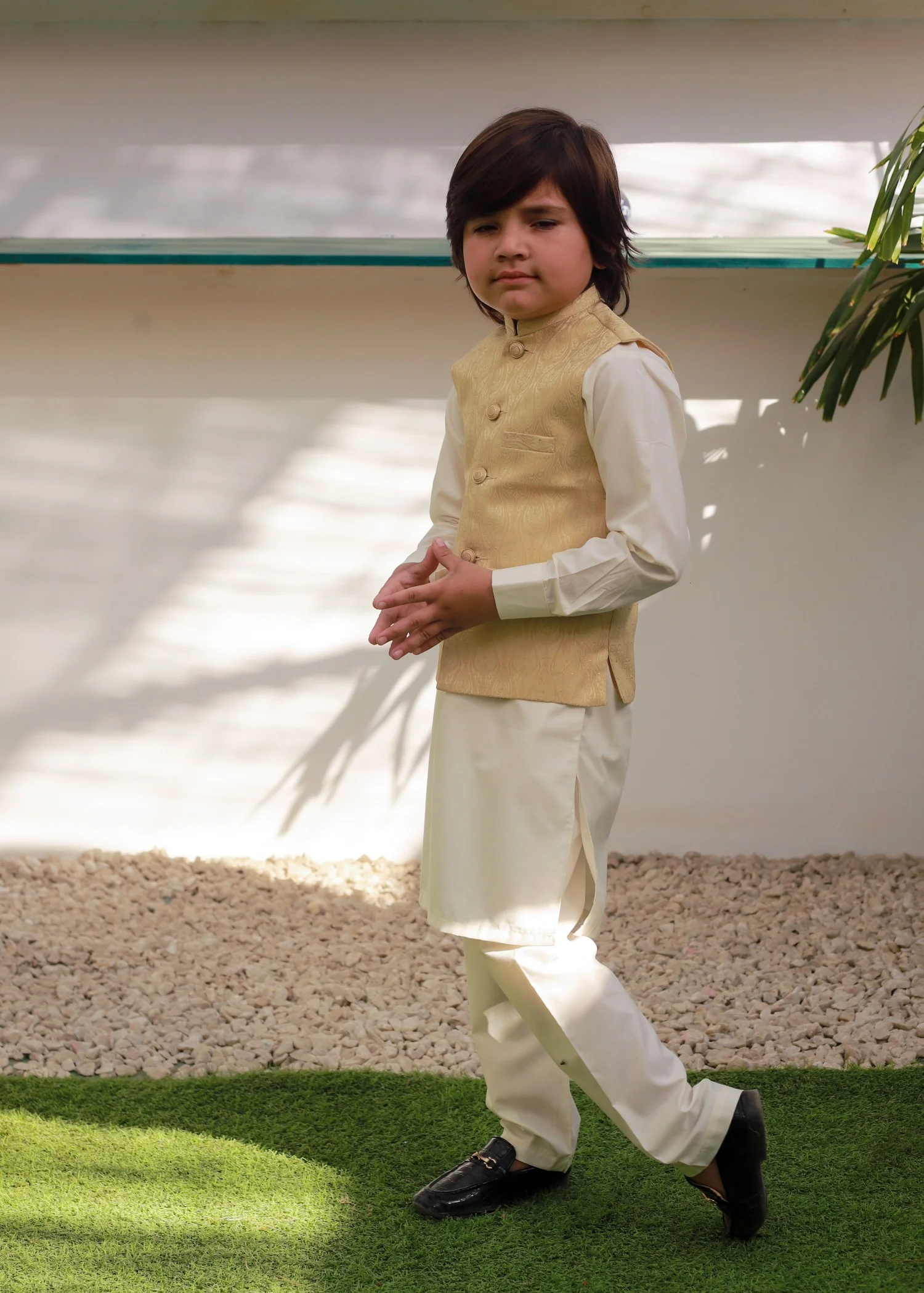 jamawar Waistcoat in Buttercream