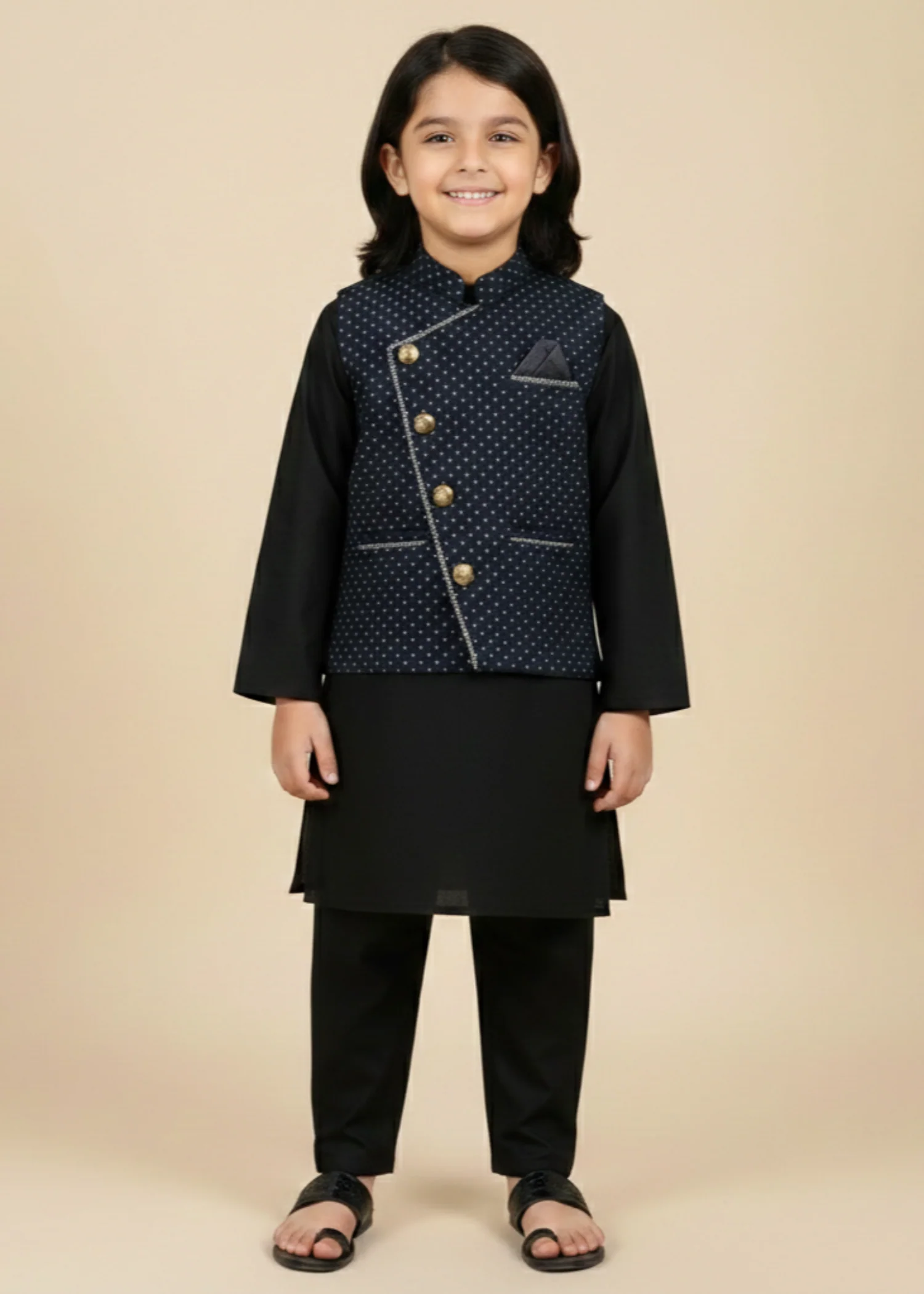 cotton Waistcoat in Black