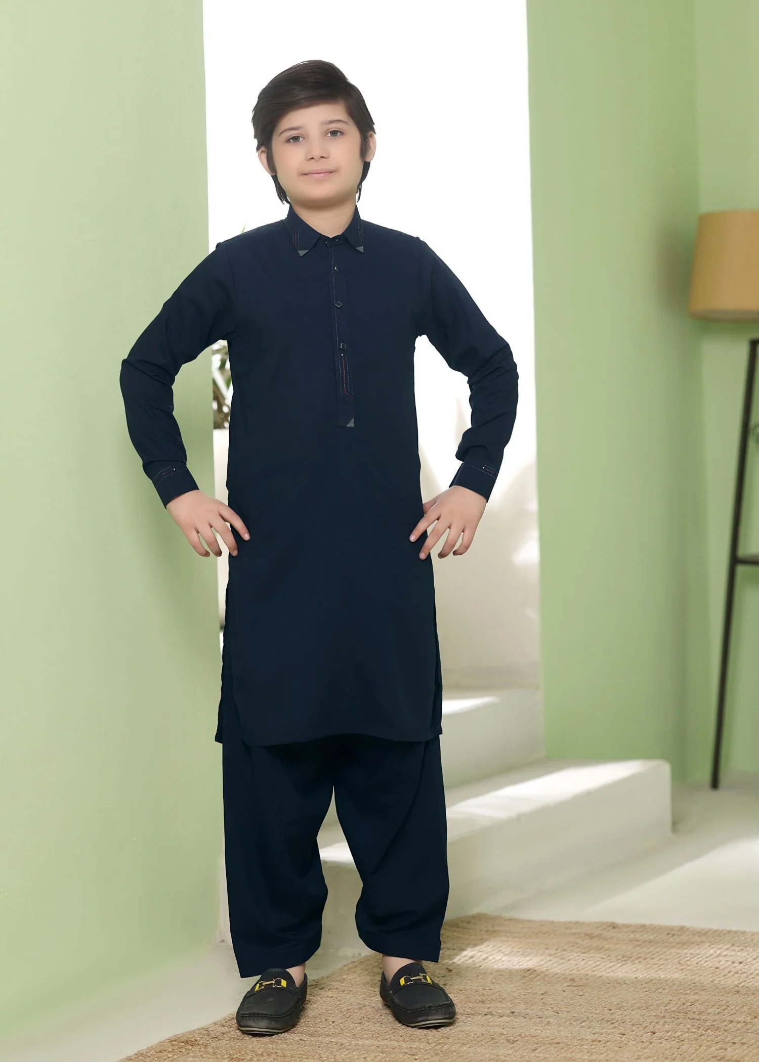 wash & wear Kurta Set in Navy blue