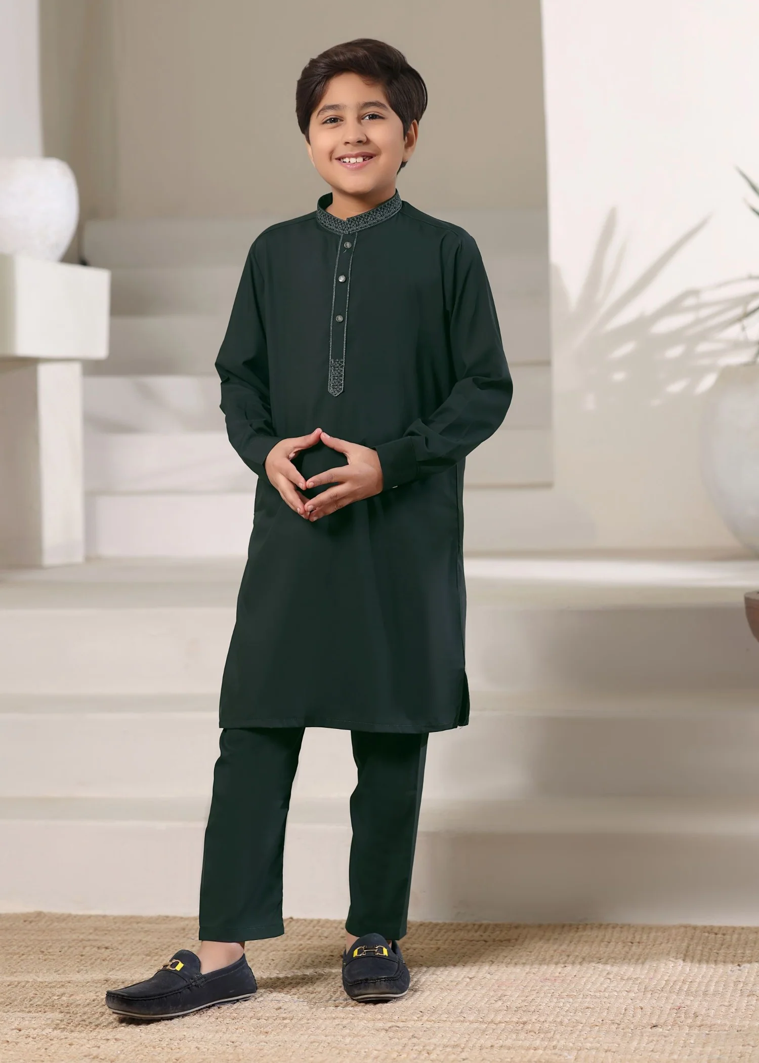 wash & wear Kurta Set in Green