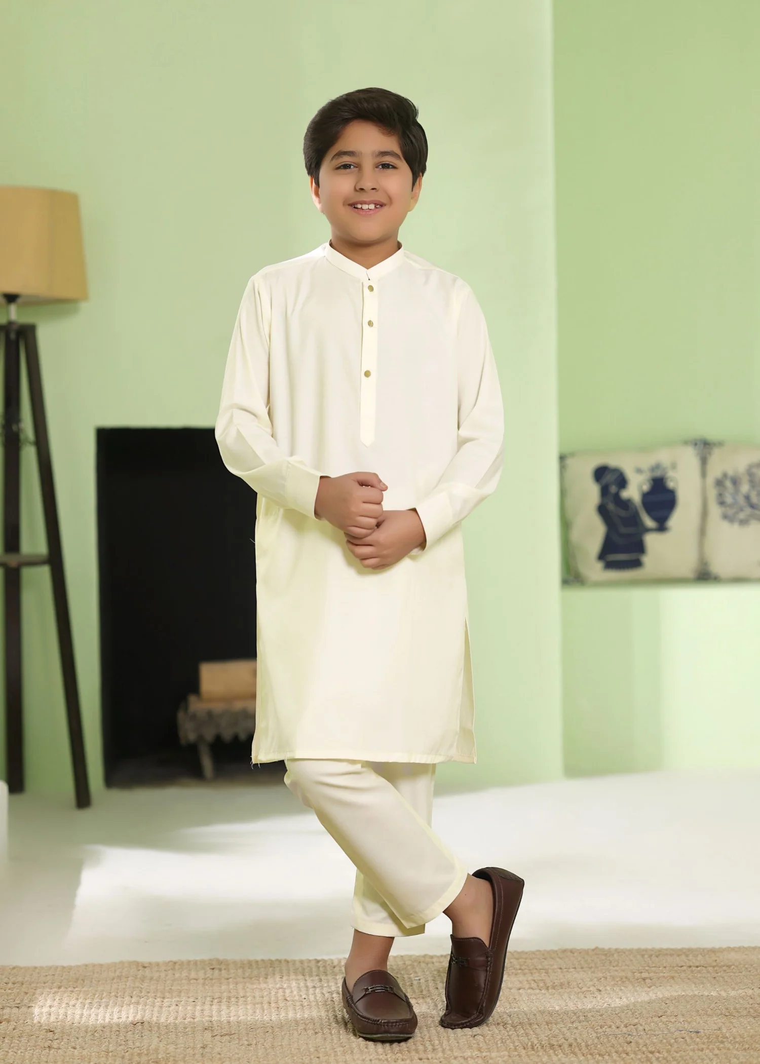 wash & wear Kurta Set in Off-white