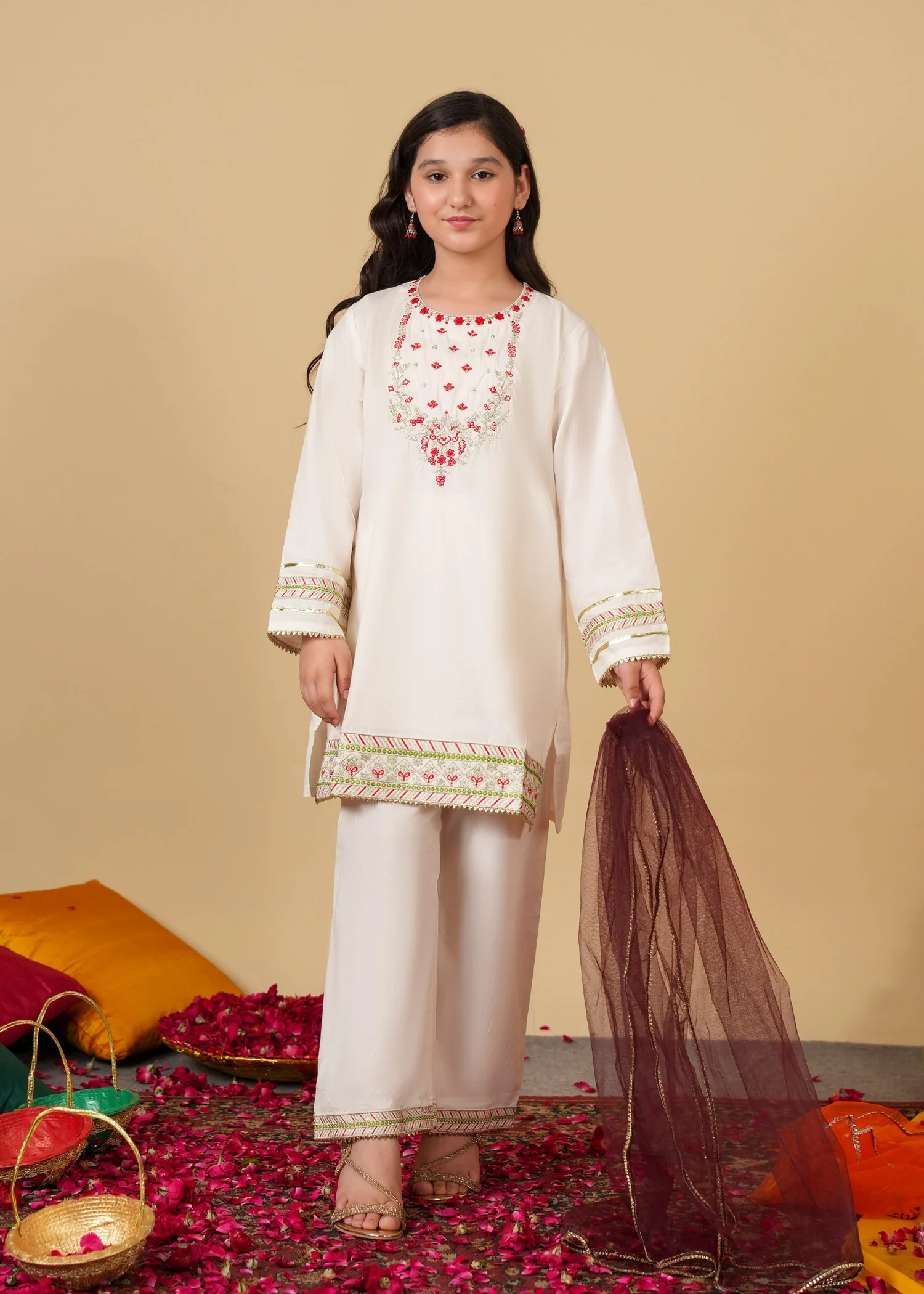 cotton Kurta Set in White